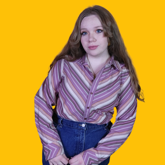 Pursuits Ltd. Tops - Pursuits Purple Striped Button Up Shirt, 14